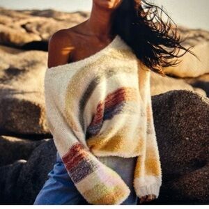 Rip Curl Sunset Waves Balloon Sleeves Fuzzy Sweater XL